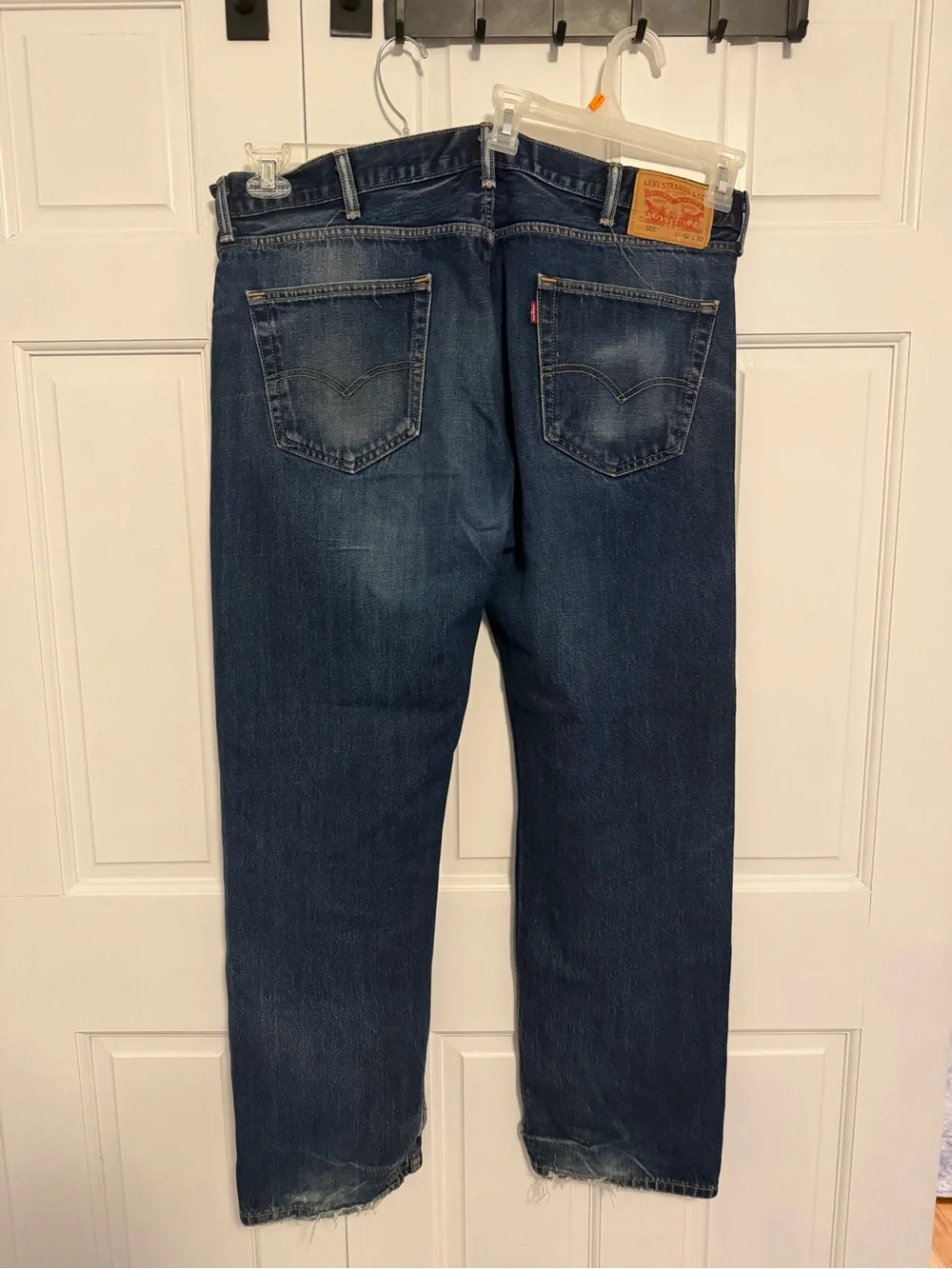 Levi's 505 Distressed Dark Wash Straight Leg Jeans Men's 42x32